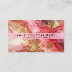 Atemberaubend schönes Rosa und Gold Alkohol-Tinte- Visitenkarte