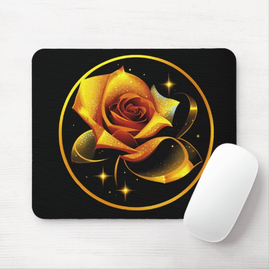 Atemberaubend Single Gold Rose Mousepad (Mit Mouse)