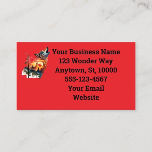 Atemberaubend Sunset Silhouette Howling Wolf Visitenkarte (Vorderseite)