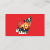 Atemberaubend Sunset Silhouette Howling Wolf Visitenkarte (Rückseite)