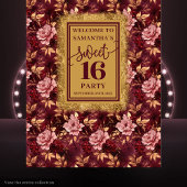 Atemberaubend Sweet 16 Blush Burgundy Gold Banner Wandteppich