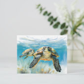 Atemberaubend Turtle Postkarte (Stehend Vorderseite)