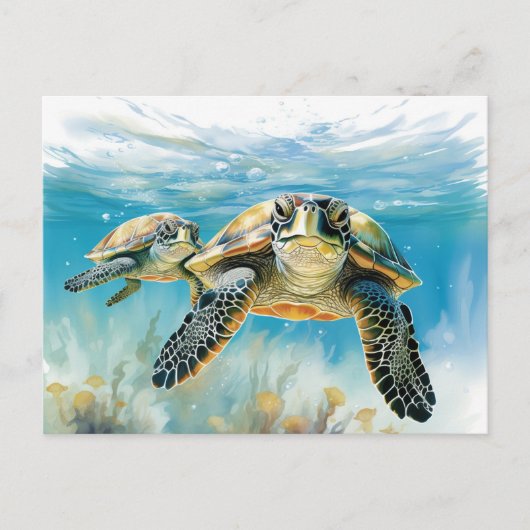 Atemberaubend Turtle Postkarte (Vorderseite)