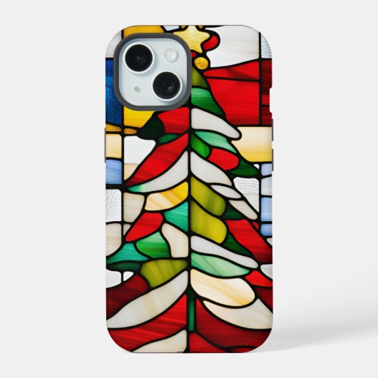 Atemberaubend verklebter Weihnachtsbaum einzigarti iPhone 15 Hülle (Rückseite)