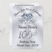 Atemberaubende, 100. Geburtstagsparty Einladungen (Vorne/Hinten)