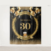Atemberaubende 30. Man Birthday Whiskey Event Tape Wandteppich (Vorderseite)