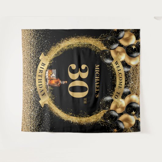 Atemberaubende 30. Man Birthday Whiskey Party Tape Wandteppich (Vorderseite (Horizontal))