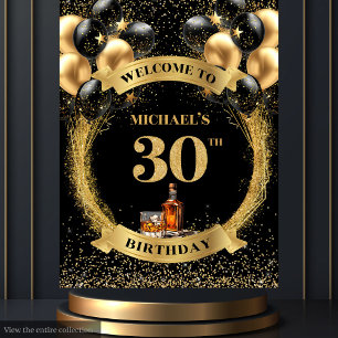 Atemberaubende 30. Man Birthday Whiskey Party Tape Wandteppich