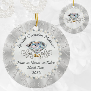 Atemberaubende, 60. Hochzeitsjubiläums-Ornamente. Keramik Ornament