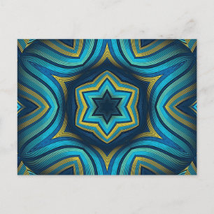 Atemberaubende abstrakte blaue und gelbe Mandala-K Postkarte