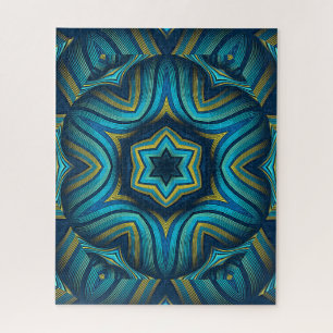 Atemberaubende Abstrakte Blaue und Gelbe Mandala K Puzzle
