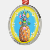 Atemberaubende Ananas-Weihnachtsverzierung Silbernes Ornament (Links)