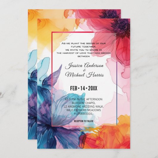 Atemberaubende Anemone Dreamscape Hochzeit Einladu Einladung (Vorne/Hinten)