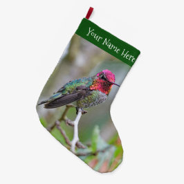 Atemberaubende Anna's Hummingbird auf dem Zweig Pf Großer Weihnachtsstrumpf