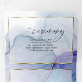 Atemberaubende Aqua Violet Abstrakte Tinte Tri-Fal Dreifach Gefaltete Einladung (Innen Erste Seite)