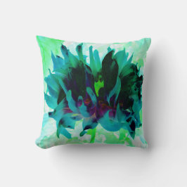 Atemberaubende Aquamarine und schwarze Kaktus Dahl Kissen