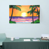 Atemberaubende Aquarellpalmen Sonnenuntergang Banner (Messeveranstaltung)