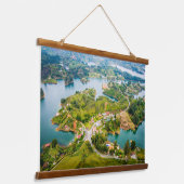 Atemberaubende Aussicht auf Guatape Antioquia Sonn Wandteppich Mit Holzrahmen (Gewinkelt)