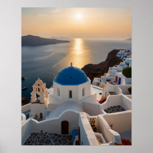 Atemberaubende Aussicht auf Santorin Poster