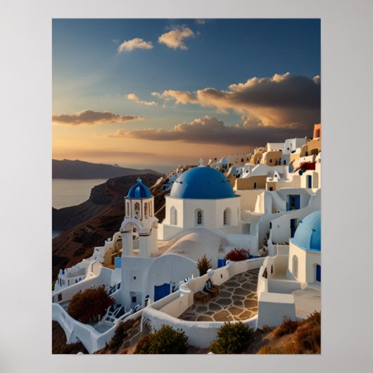 Atemberaubende Aussicht auf Santorin Poster (Vorne)