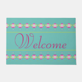 Atemberaubende Begrüßungsmatte Aquamarin mit Herzm Fußmatte