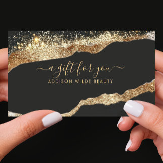 Atemberaubende Black Gold Glitzer Script Salon Ges
