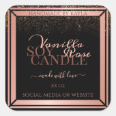 Atemberaubende Black Product Packaging Labels Rose Quadratischer Aufkleber (Vorderseite)