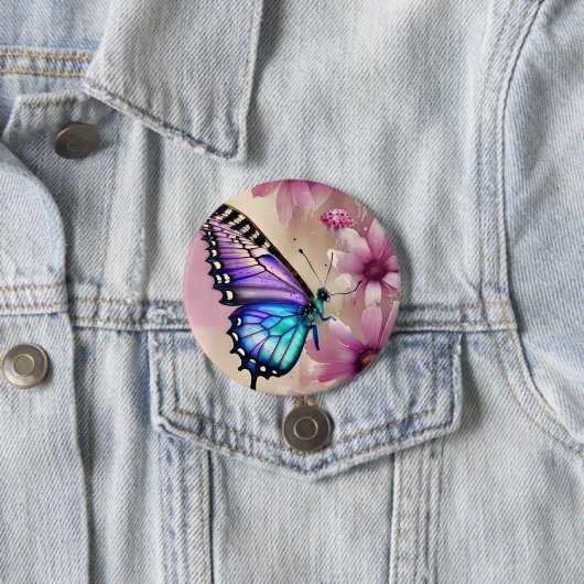 Atemberaubende blaue Schmetterlinge und rosa Blume Button (Beispiel)