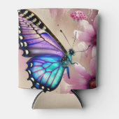 Atemberaubende blaue Schmetterlinge und rosa Blume Dosenkühler (Vorderseite)