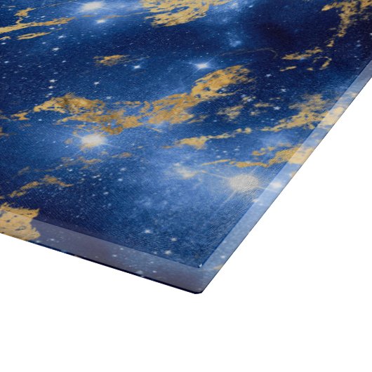 Atemberaubende Blauer, Weißer und Goldmarmor-Galax Schneidebrett (Ecke)