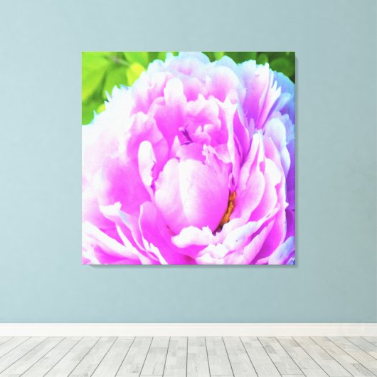 Atemberaubende Blume für doppelrosa Peony Leinwanddruck (Insitu (Holzboden))