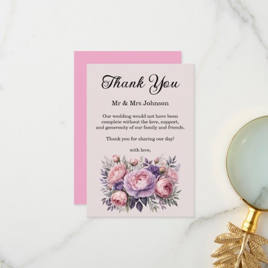 Atemberaubende Blumenhochzeit Dankeschön-Karte Dankeskarte (Vorderseite/Rückseite Beispiel)