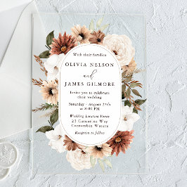 Atemberaubende Boho Blumenrahmen Moderne Hochzeit Acryleinladungen