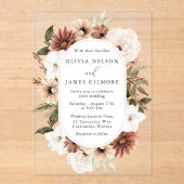 Atemberaubende Boho Blumenrahmen Moderne Hochzeit Acryleinladungen (Vorderseite)