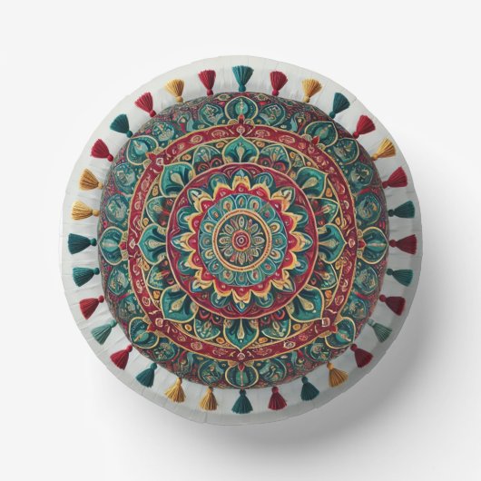 Atemberaubende Boho Mandala Teller - Vibrant & Uni (Vorderseite)