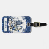 Atemberaubende Burg Blauer Blauer Toile de jouy Mo Gepäckanhänger (Vorderseite horizontal)