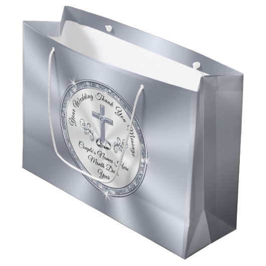 Atemberaubende CHRISTLICHE, Personalisierte Hochze Große Geschenktüte (Vorderseite Schrägansicht)