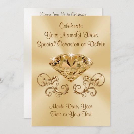 Atemberaubende Diamant-Einladungen PERSONALISIERT Einladung (Vorne/Hinten)