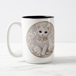 Atemberaubende Diamant Prinzessin Katze   Luxusart Zweifarbige Tasse