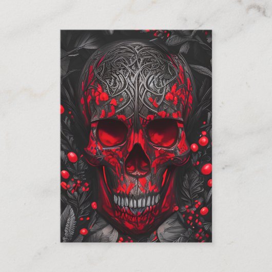 Atemberaubende Dunkle Fantasie Schädel und rote Be Visitenkarte (Vorderseite)