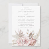 Atemberaubende Dusty Rose Blumenhochzeit Einladung (Vorderseite)