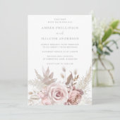 Atemberaubende Dusty Rose Blumenhochzeit Einladung (Stehend Vorderseite)
