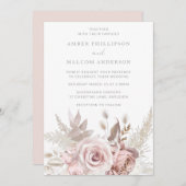 Atemberaubende Dusty Rose Blumenhochzeit Einladung (Vorne/Hinten)