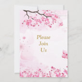 Atemberaubende Einladung zur Hochzeit, rosa Blüte (Rückseite)