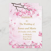 Atemberaubende Einladung zur Hochzeit, rosa Blüte (Vorne/Hinten)