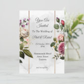 Atemberaubende Einladung zur Hochzeit, rosa-weiße (Stehend Vorderseite)