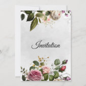 Atemberaubende Einladung zur Hochzeit, rosa-weiße (Rückseite)