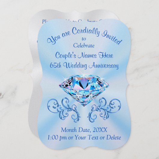 Atemberaubende Einladungen zum 65. Hochzeitstag (Vorne/Hinten)