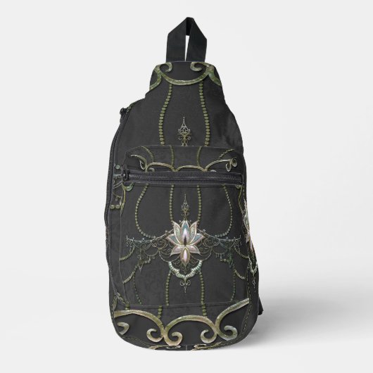 Atemberaubende elegante Lotus-Blume. Crossbody Bag (Vorderseite)