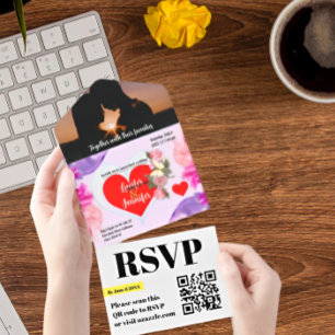 Atemberaubende Elegante Moderne auf einer Hochzeit All In One Einladung